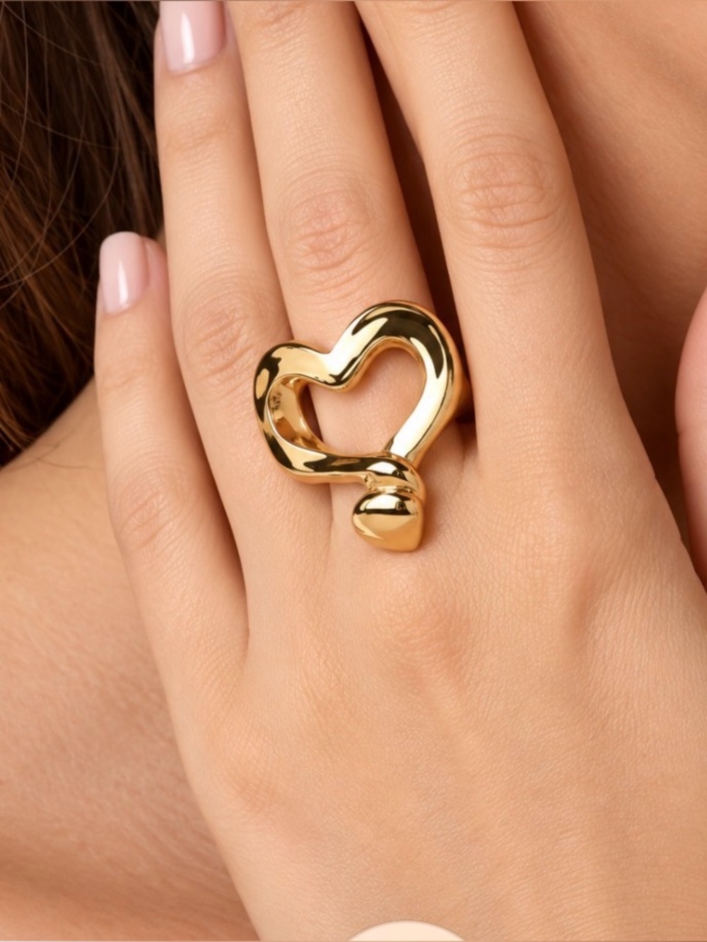 Uno de 50 Gold Nailed Heart Gold Ring